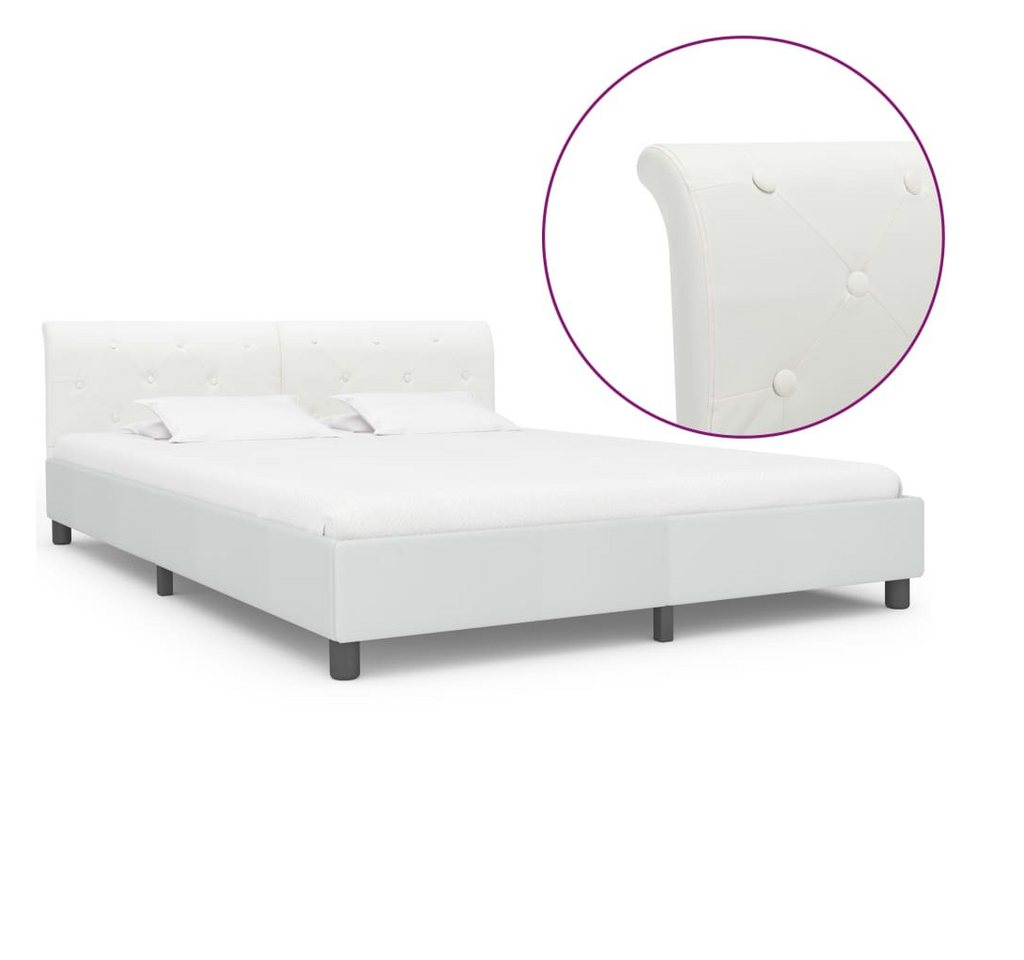 furnicato Bettgestell Weiß Kunstleder 160 x 200 cm von furnicato
