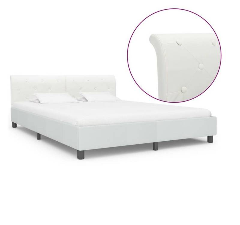 furnicato Bettgestell Weiß Kunstleder 160 x 200 cm von furnicato