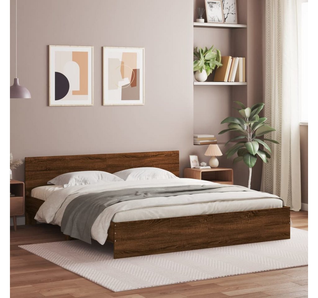 furnicato Bettgestell mit Kopfteil Braun Eiche-Optik 160x200 cm furnicato Bettgestell mit Kopfteil Braun Eiche-Optik 160x200 cm von furnicato