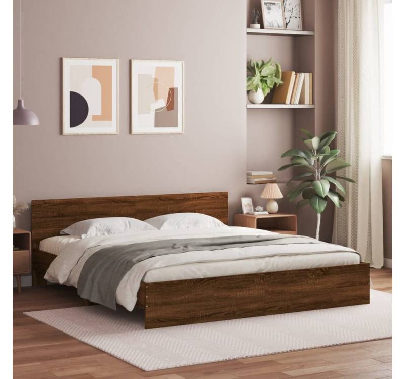 furnicato Bettgestell mit Kopfteil Braun Eiche-Optik 160x200 cm furnicato Bettgestell mit Kopfteil Braun Eiche-Optik 160x200 cm von furnicato