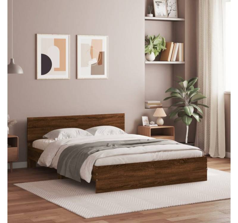 furnicato Bettgestell mit Kopfteil Braune Eichen-Optik 140x200 cm von furnicato