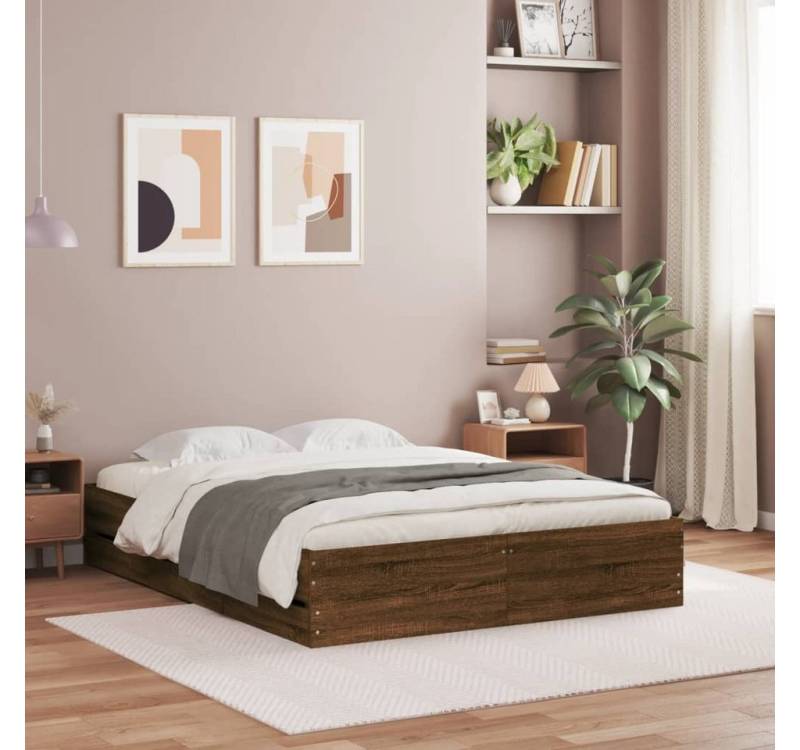 furnicato Bettgestell mit Schubladen Braun Eichen-Optik 120x200 cm von furnicato