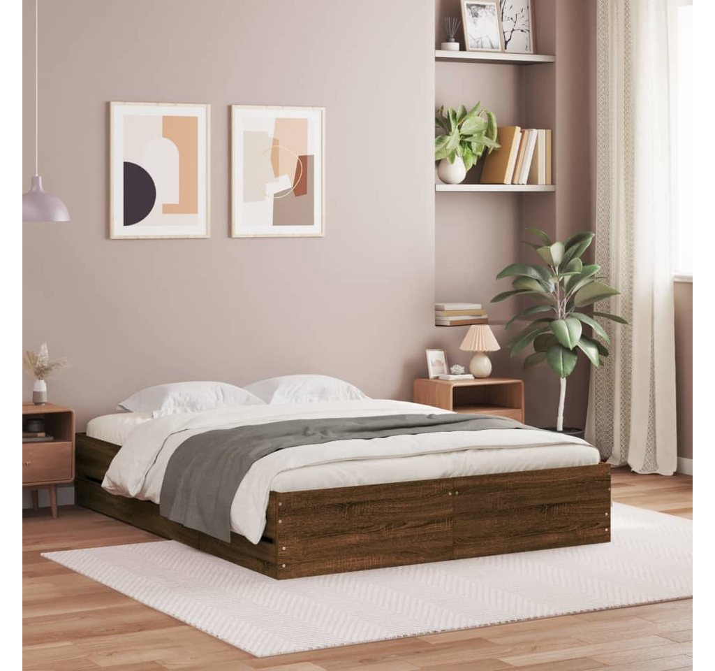 furnicato Bettgestell mit Schubladen Braun Eichen-Optik 140x200 cm furnicato Bettgestell mit Schubladen Braun Eichen-Optik 140x200 cm von furnicato
