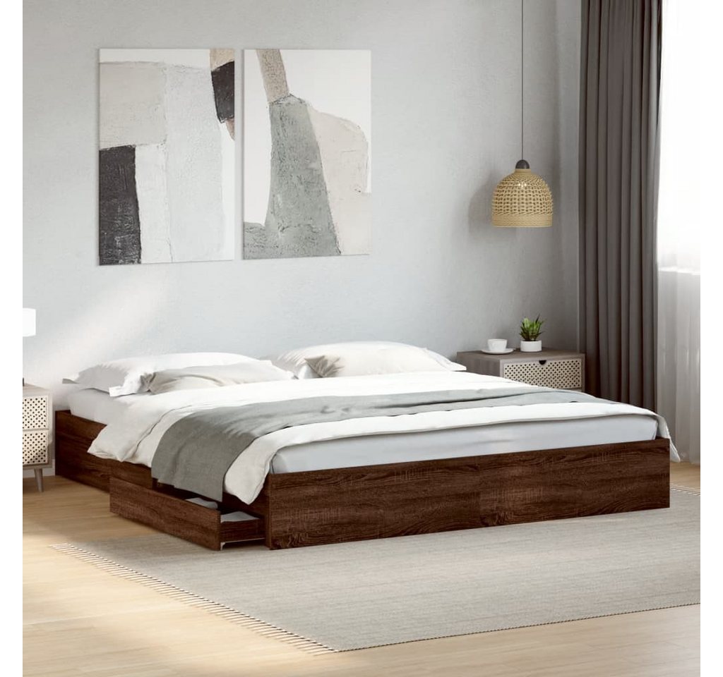furnicato Bettgestell mit Schubladen Braun Eichen-Optik 200x200 cm furnicato Bettgestell mit Schubladen Braun Eichen-Optik 200x200 cm von furnicato