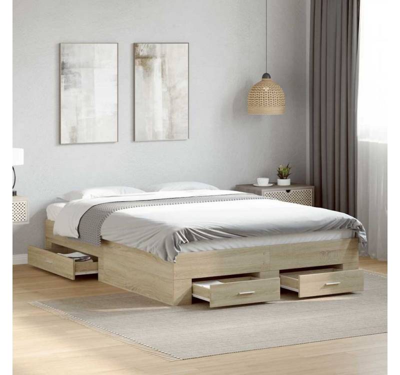 furnicato Bettgestell mit Schubladen Sonoma-Eiche 135x190cm Holzwerkstoff furnicato Bettgestell mit Schubladen Sonoma-Eiche 135x190cm Holzwerkstoff von furnicato