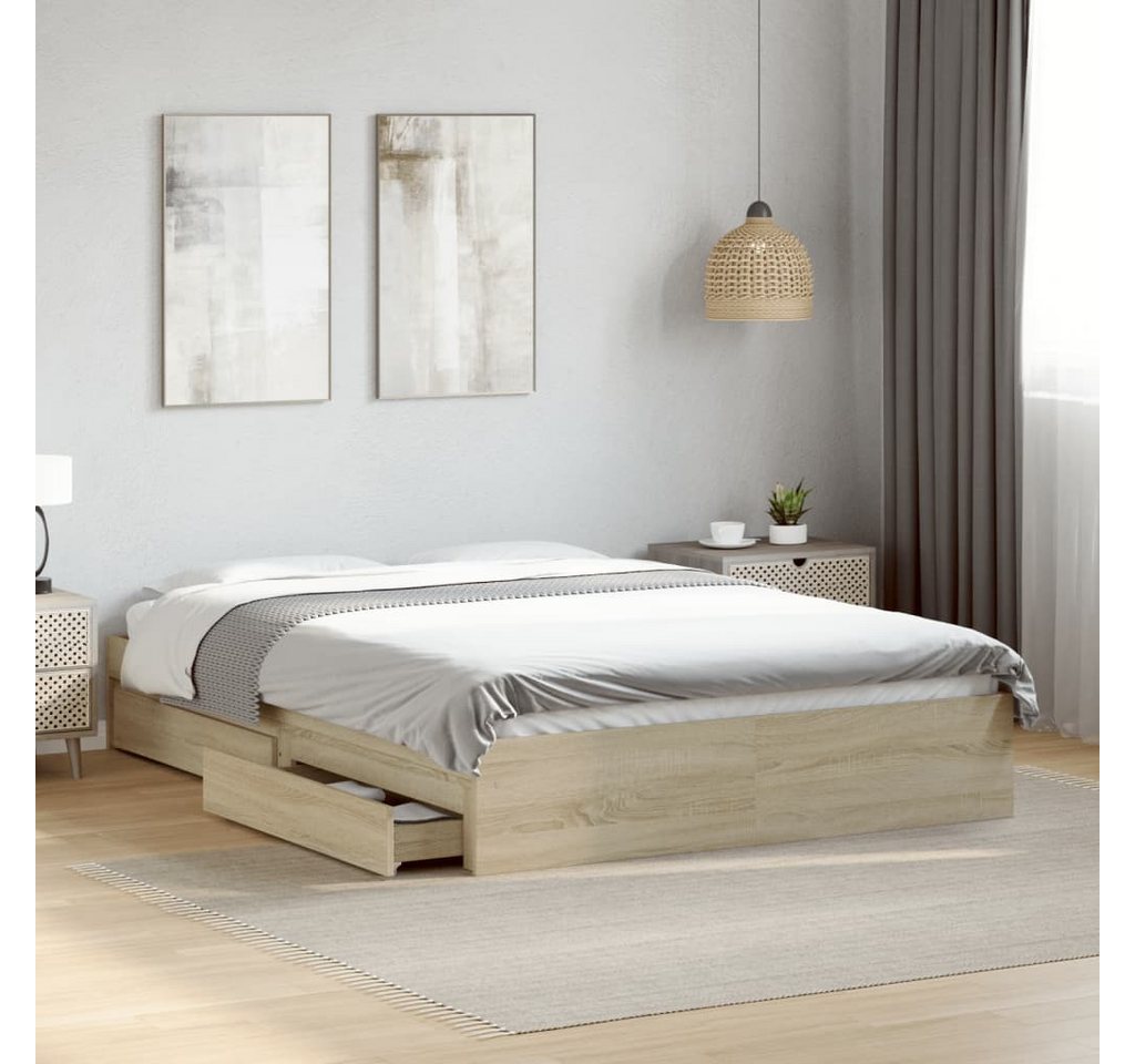 furnicato Bettgestell mit Schubladen Sonoma-Eiche 135x190cm Holzwerkstoff furnicato Bettgestell mit Schubladen Sonoma-Eiche 135x190cm Holzwerkstoff von furnicato