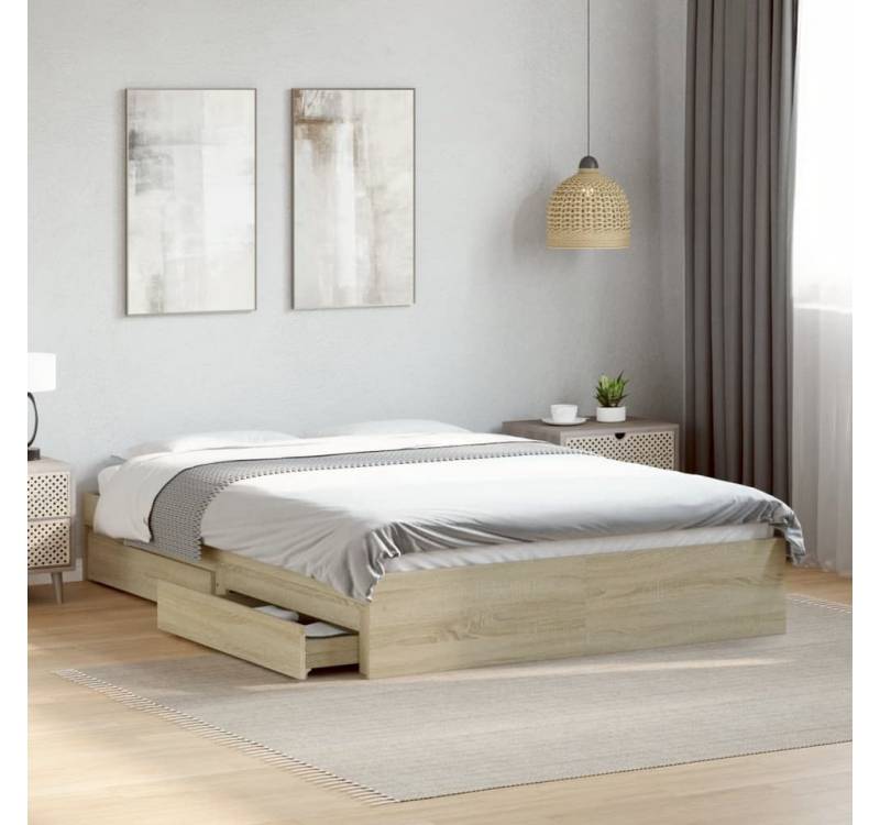 furnicato Bettgestell mit Schubladen Sonoma-Eiche 140x190cm Holzwerkstoff von furnicato