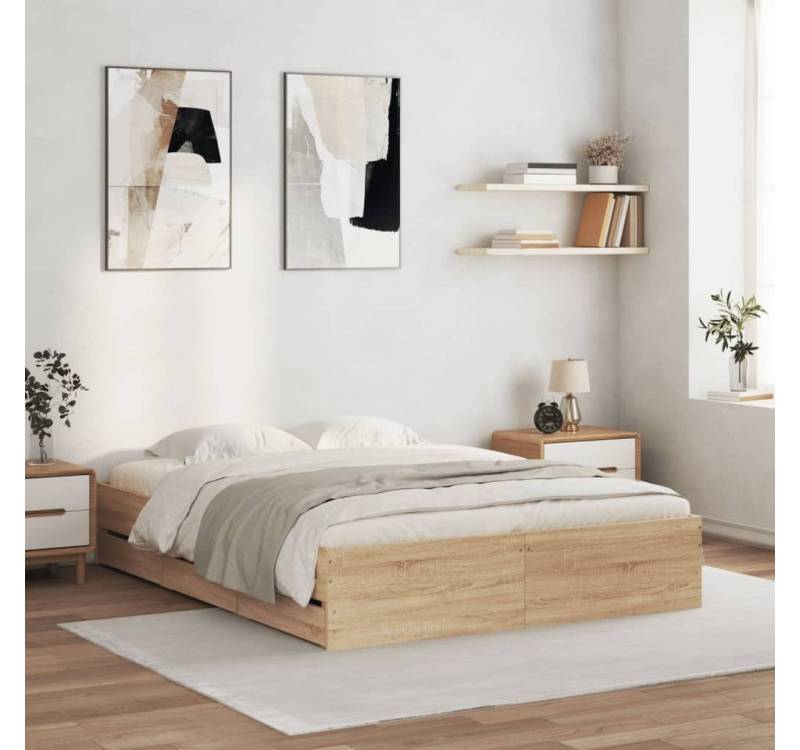 furnicato Bettgestell mit Schubladen Sonoma-Eiche 140x190cm Holzwerkstoff furnicato Bettgestell mit Schubladen Sonoma-Eiche 140x190cm Holzwerkstoff von furnicato