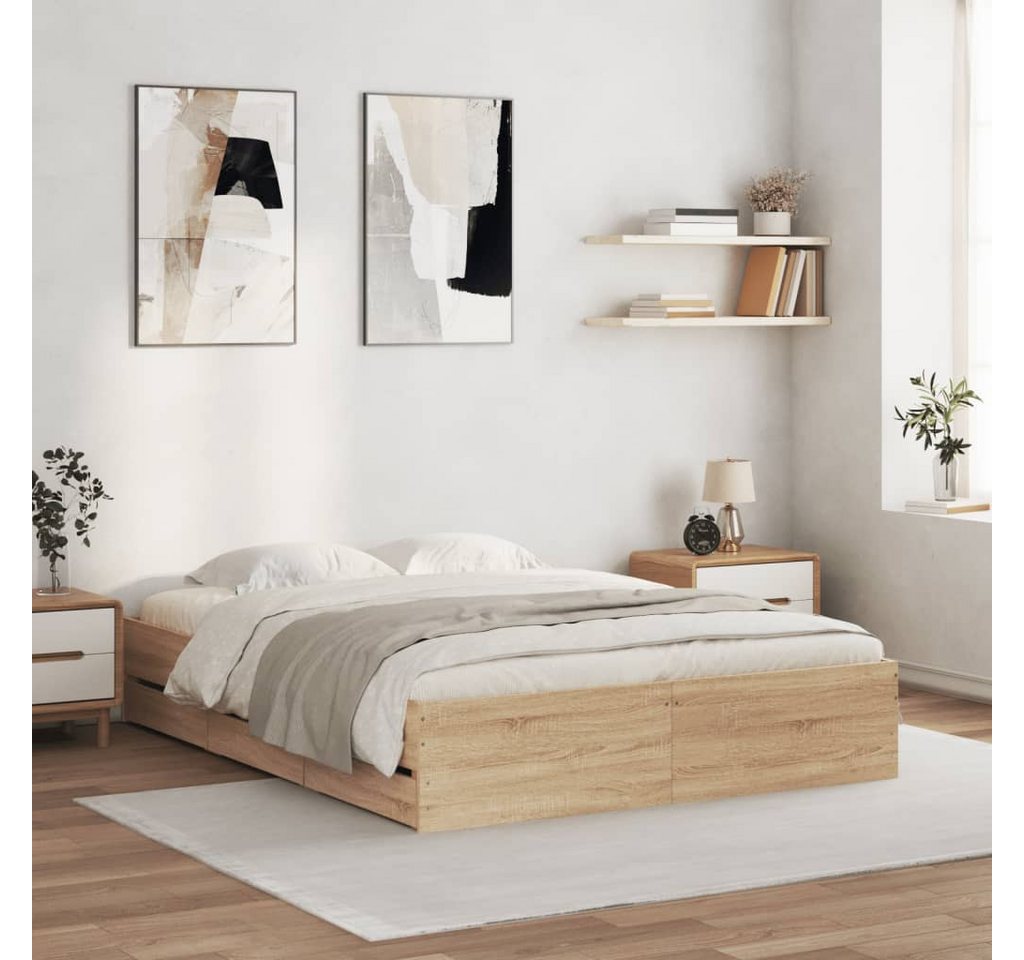 furnicato Bettgestell mit Schubladen Sonoma-Eiche 140x200cm Holzwerkstoff furnicato Bettgestell mit Schubladen Sonoma-Eiche 140x200cm Holzwerkstoff von furnicato