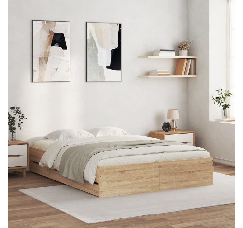 furnicato Bettgestell mit Schubladen Sonoma-Eiche 150x200cm Holzwerkstoff furnicato Bettgestell mit Schubladen Sonoma-Eiche 150x200cm Holzwerkstoff von furnicato