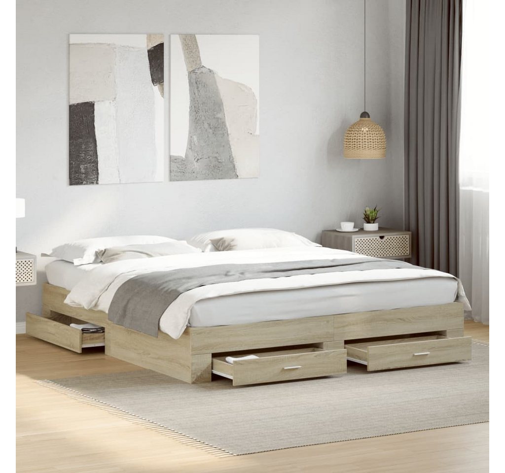 furnicato Bettgestell mit Schubladen Sonoma-Eiche 180x200cm Holzwerkstoff furnicato Bettgestell mit Schubladen Sonoma-Eiche 180x200cm Holzwerkstoff von furnicato