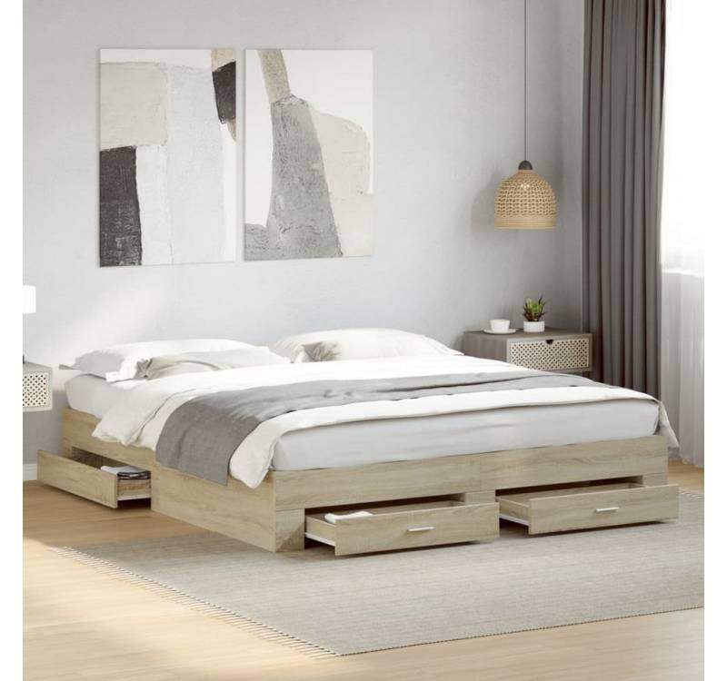 furnicato Bettgestell mit Schubladen Sonoma-Eiche 180x200cm Holzwerkstoff furnicato Bettgestell mit Schubladen Sonoma-Eiche 180x200cm Holzwerkstoff von furnicato