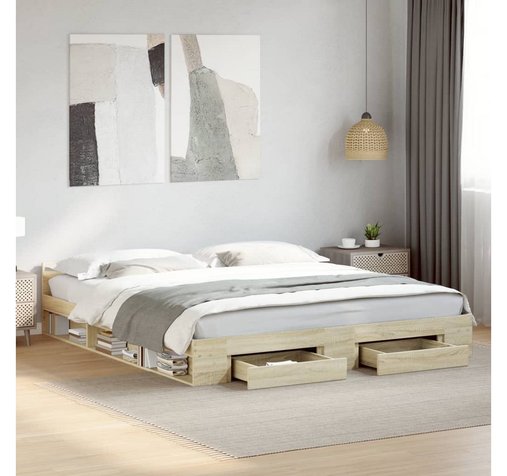 furnicato Bettgestell mit Schubladen Sonoma-Eiche 180x200cm Holzwerkstoff furnicato Bettgestell mit Schubladen Sonoma-Eiche 180x200cm Holzwerkstoff von furnicato