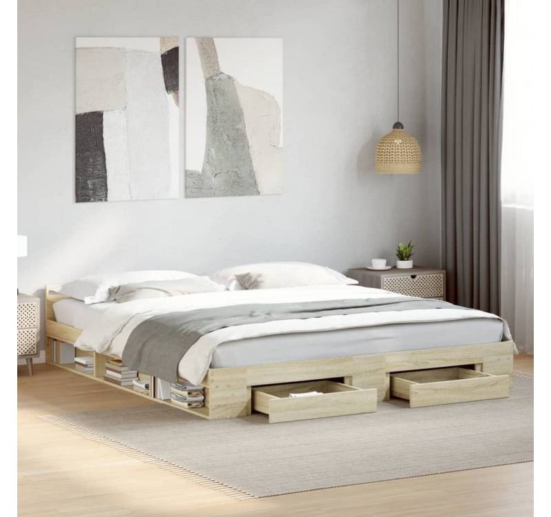 furnicato Bettgestell mit Schubladen Sonoma-Eiche 180x200cm Holzwerkstoff furnicato Bettgestell mit Schubladen Sonoma-Eiche 180x200cm Holzwerkstoff von furnicato