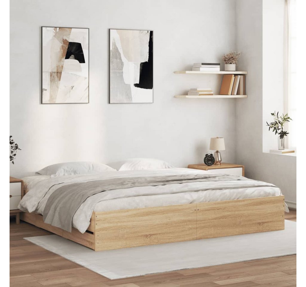 furnicato Bettgestell mit Schubladen Sonoma-Eiche 180x200cm Holzwerkstoff furnicato Bettgestell mit Schubladen Sonoma-Eiche 180x200cm Holzwerkstoff von furnicato