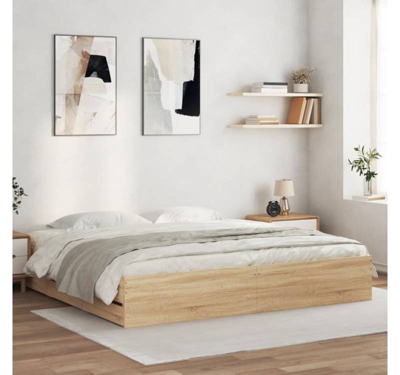furnicato Bettgestell mit Schubladen Sonoma-Eiche 200x200cm Holzwerkstoff furnicato Bettgestell mit Schubladen Sonoma-Eiche 200x200cm Holzwerkstoff von furnicato