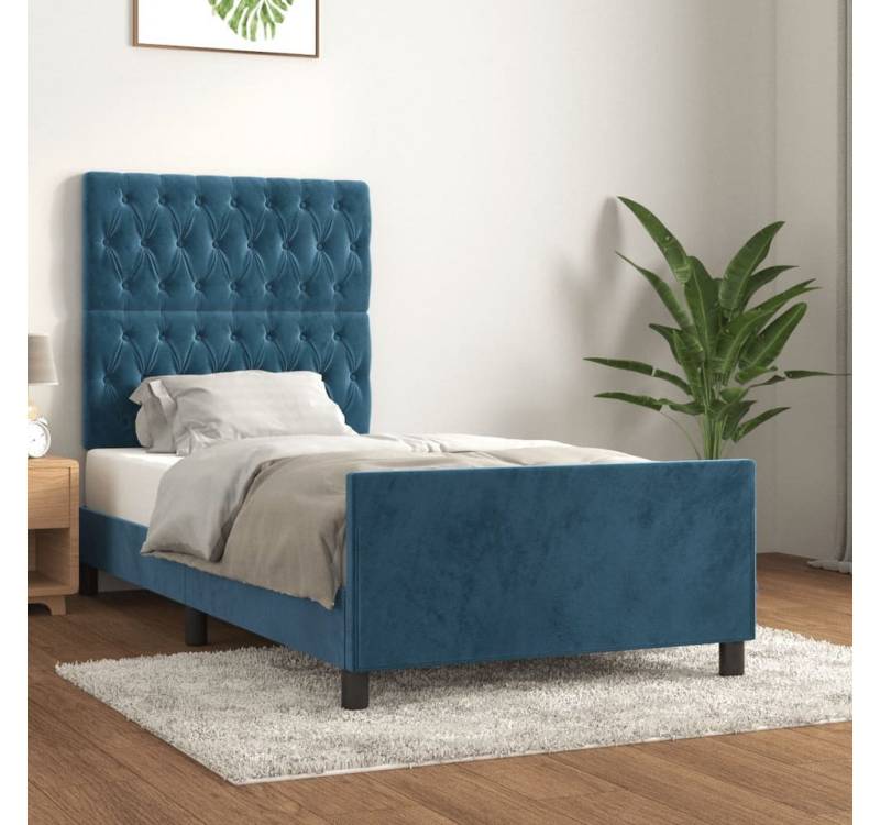 furnicato Bettgestell ohne Matratze Dunkelblau 90x190 cm Samt von furnicato