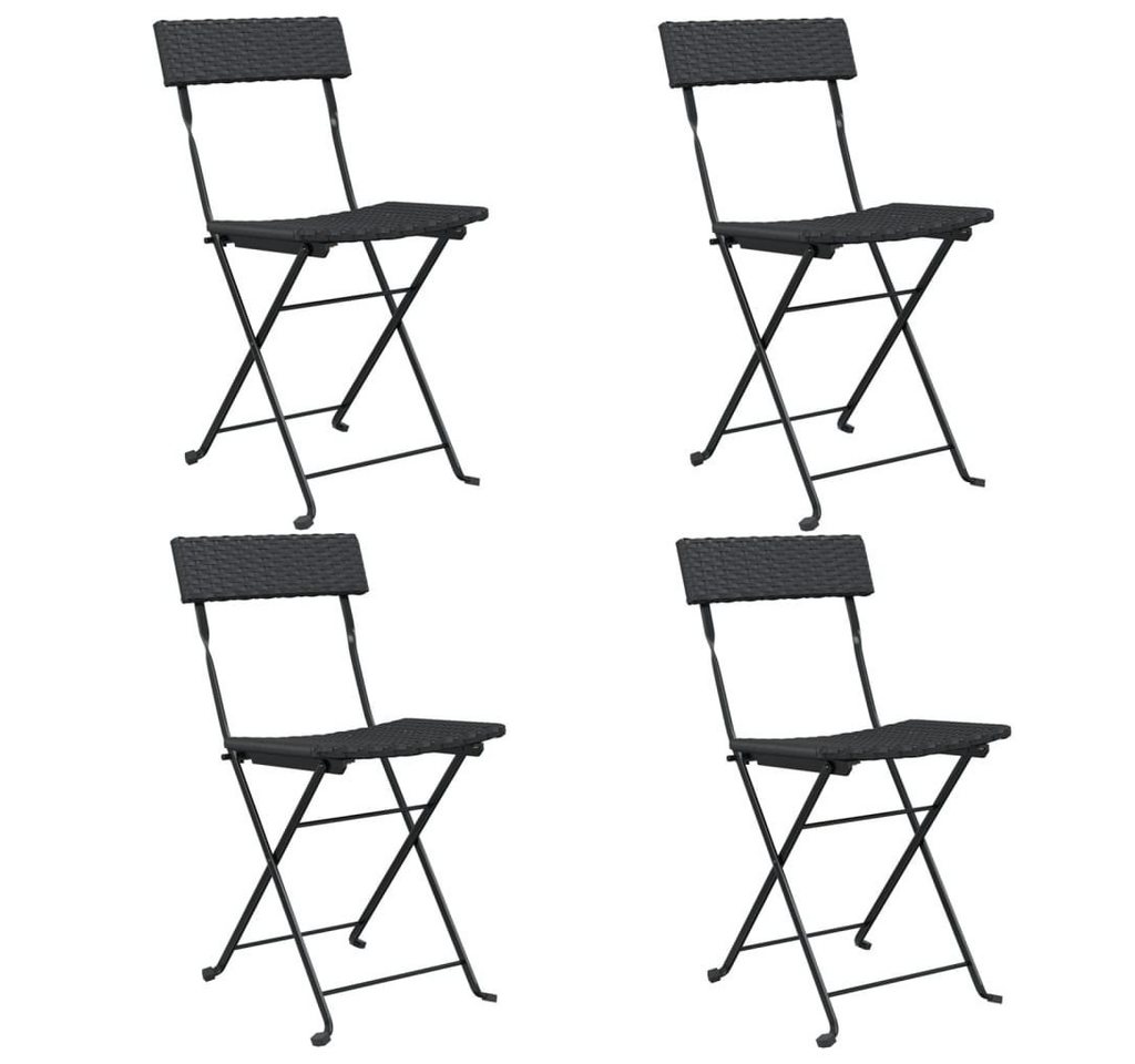 furnicato Bistrostuhl Bistrostühle 4 Stk. Klappbar Schwarz Poly Rattan und Stahl (1 St) von furnicato