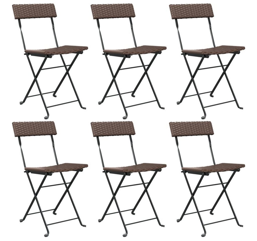 furnicato Bistrostuhl Bistrostühle 6 Stk. Klappbar Braun Poly Rattan und Stahl (1 St) von furnicato