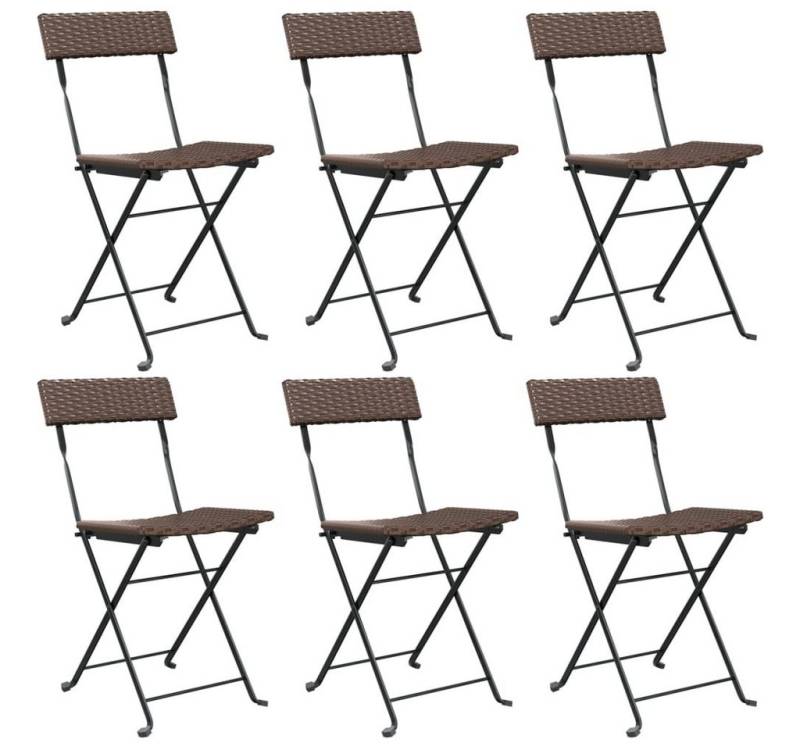 furnicato Bistrostuhl Bistrostühle 6 Stk. Klappbar Braun Poly Rattan und Stahl (1 St) von furnicato