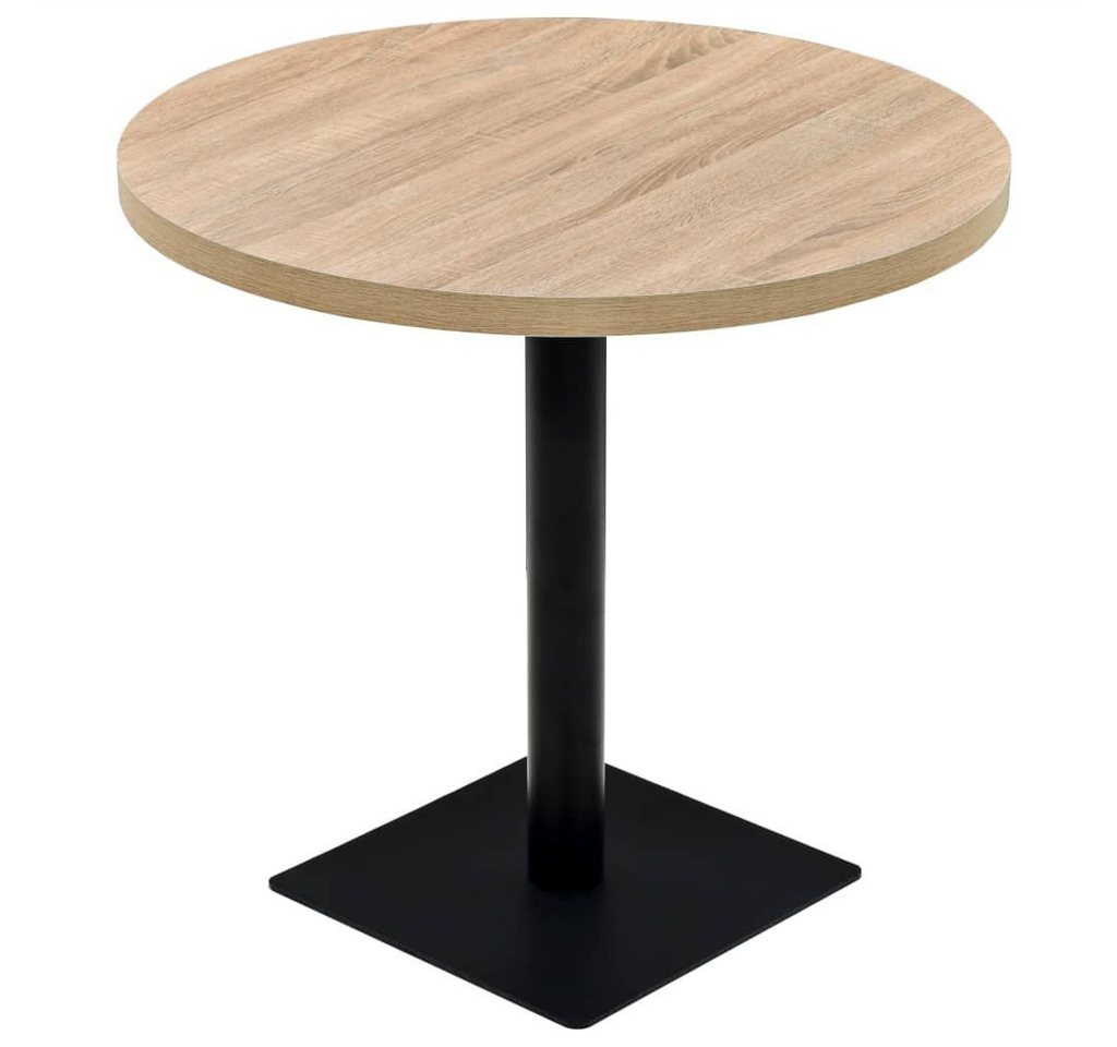 furnicato Bistrotisch MDF und Stahl Rund 80 x 75 cm Eichenoptik (1-St) von furnicato