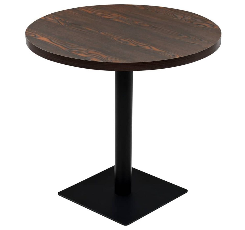furnicato Bistrotisch MDF und Stahl Rund 80x75 cm Dunkle Esche (1-St) von furnicato