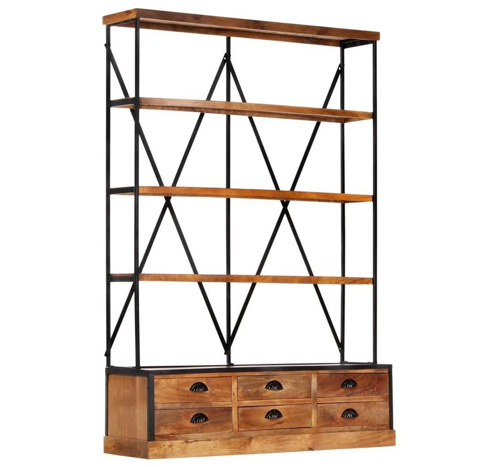 furnicato Bücherregal 4 Ebenen 6 Schubladen 122×36×181 cm Massivholz von furnicato