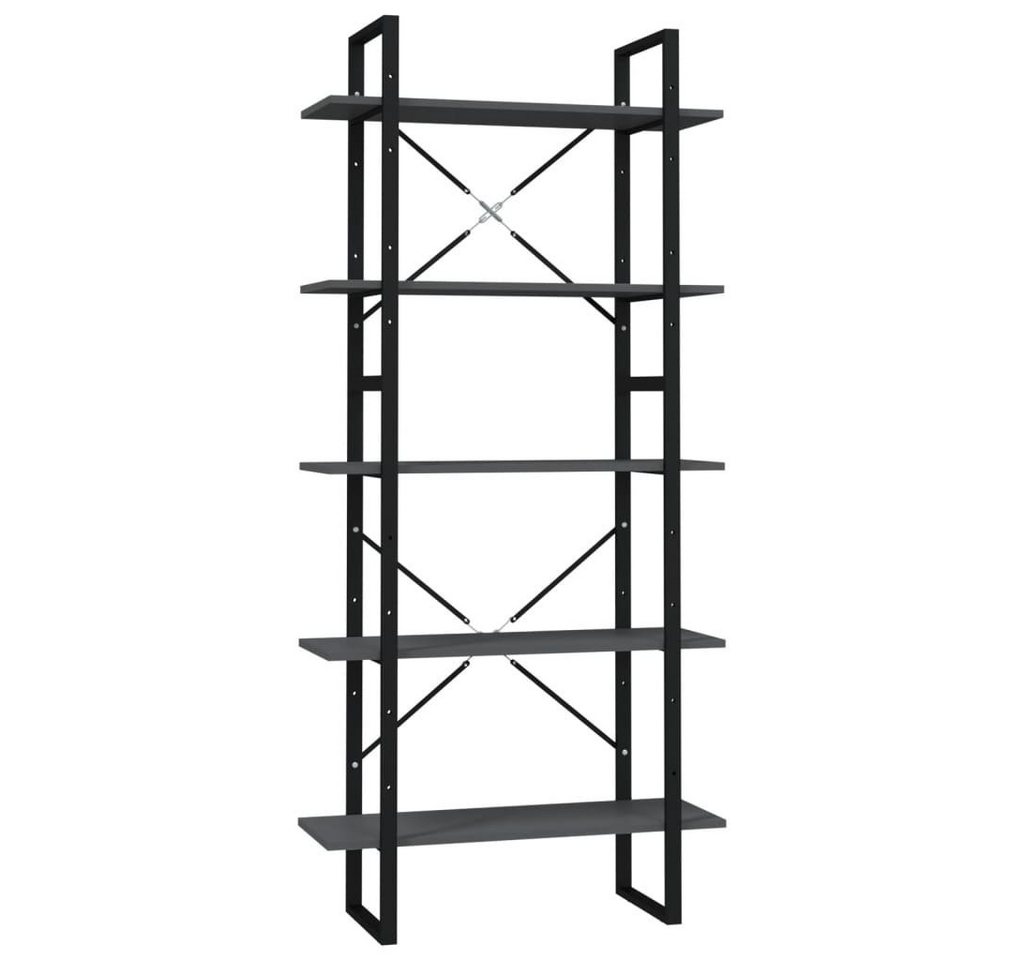 furnicato Bücherregal 5 Fächer Grau 80x30x175 cm Holzwerkstoff, 1-tlg. von furnicato