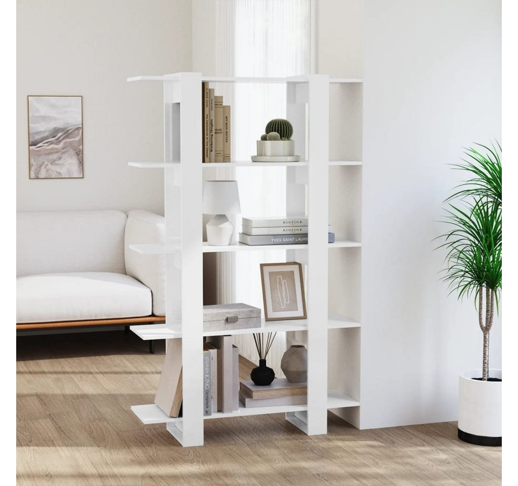 furnicato Bücherregal Bücherregal/Raumteiler Hochglanz-Weiß 100x30x160 cm von furnicato