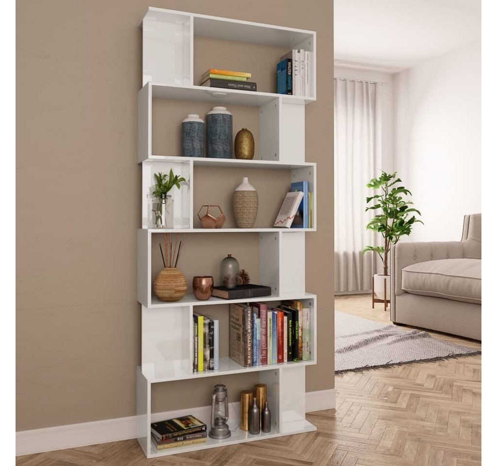 furnicato Bücherregal Bücherregal/Raumteiler Hochglanz-Weiß 80x24x192 cm von furnicato
