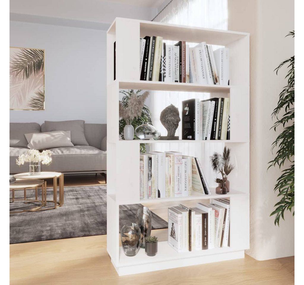 furnicato Bücherregal Bücherregal/Raumteiler Weiß 80x25x132 cm Massivholz Kiefer von furnicato