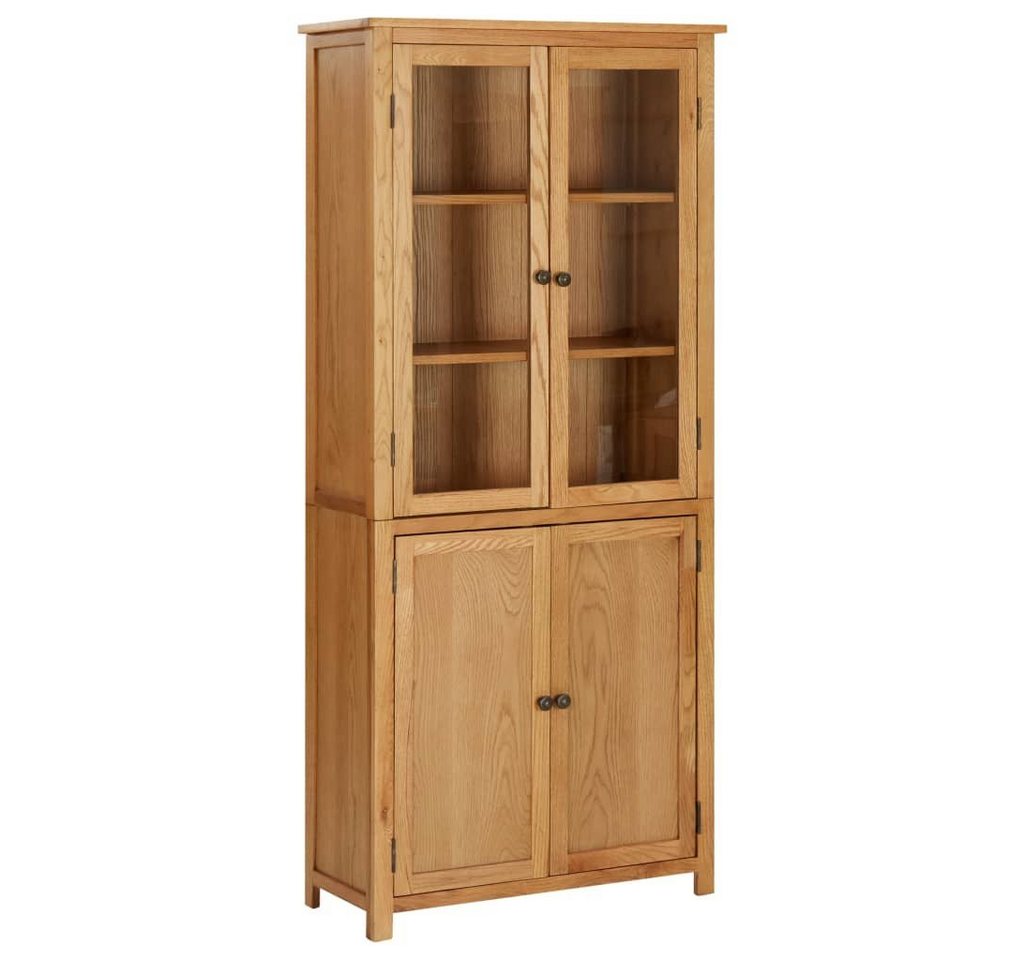 furnicato Bücherregal Bücherschrank mit 4 Türen 80x35x180 cm Eiche Massivholz & Glas von furnicato