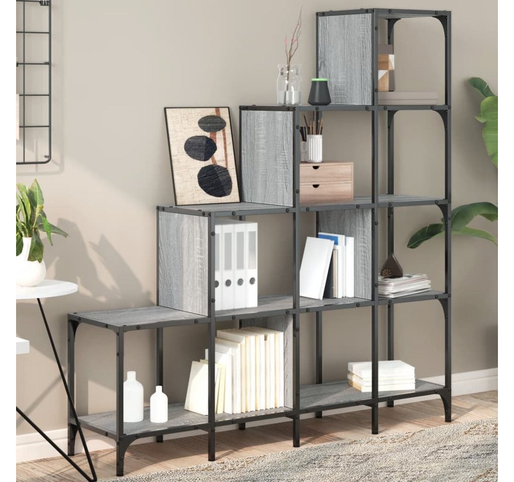 furnicato Bücherregal Grau Sonoma 122x30x132 cm Holzwerkstoff und Metall, 1-tlg. von furnicato