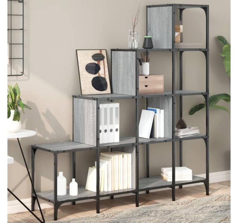 furnicato Bücherregal Grau Sonoma 122x30x132 cm Holzwerkstoff und Metall, 1-tlg. von furnicato