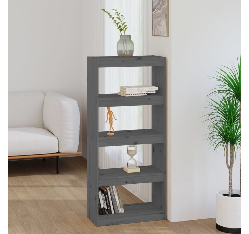 furnicato Bücherregal Raumteiler Grau 60x30x135,5 cm Massivholz Kiefer von furnicato