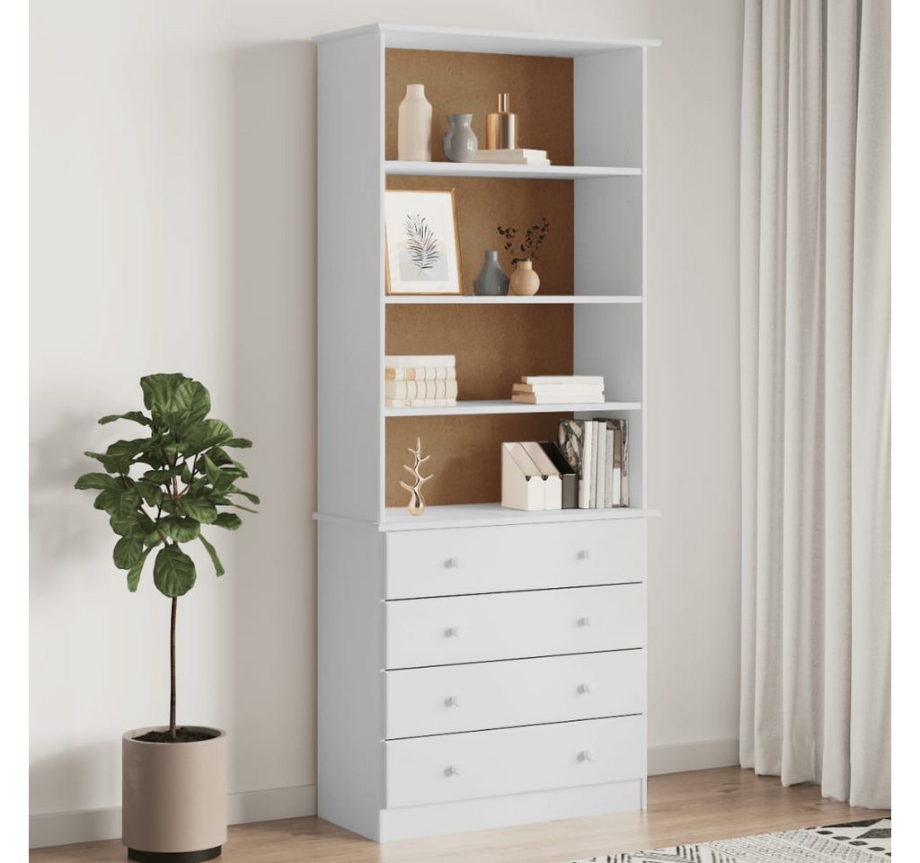 furnicato Bücherregal mit Schubladen ALTA Weiß 77x35x186,5 cm Kiefernholz, 1-tlg. von furnicato