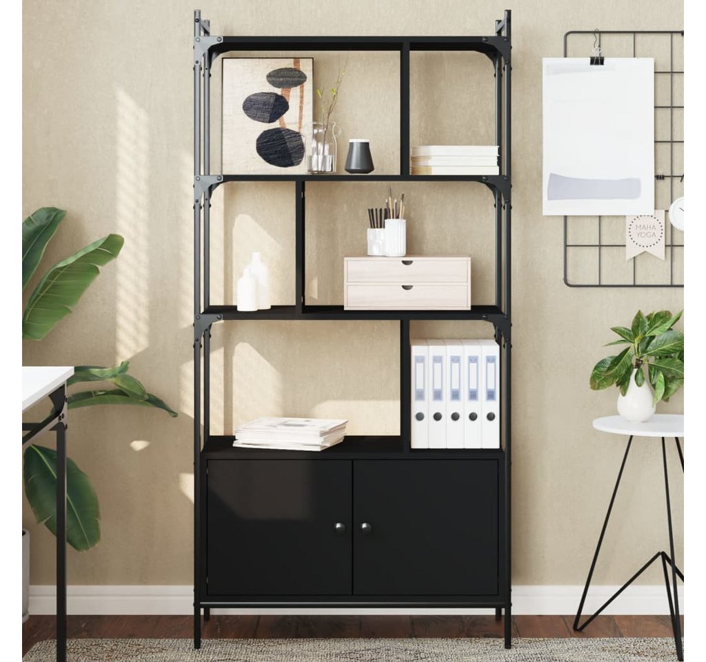 furnicato Bücherregal mit Türen Schwarz 76,5x30x154,5 cm Holzwerkstoff, 1-tlg. von furnicato