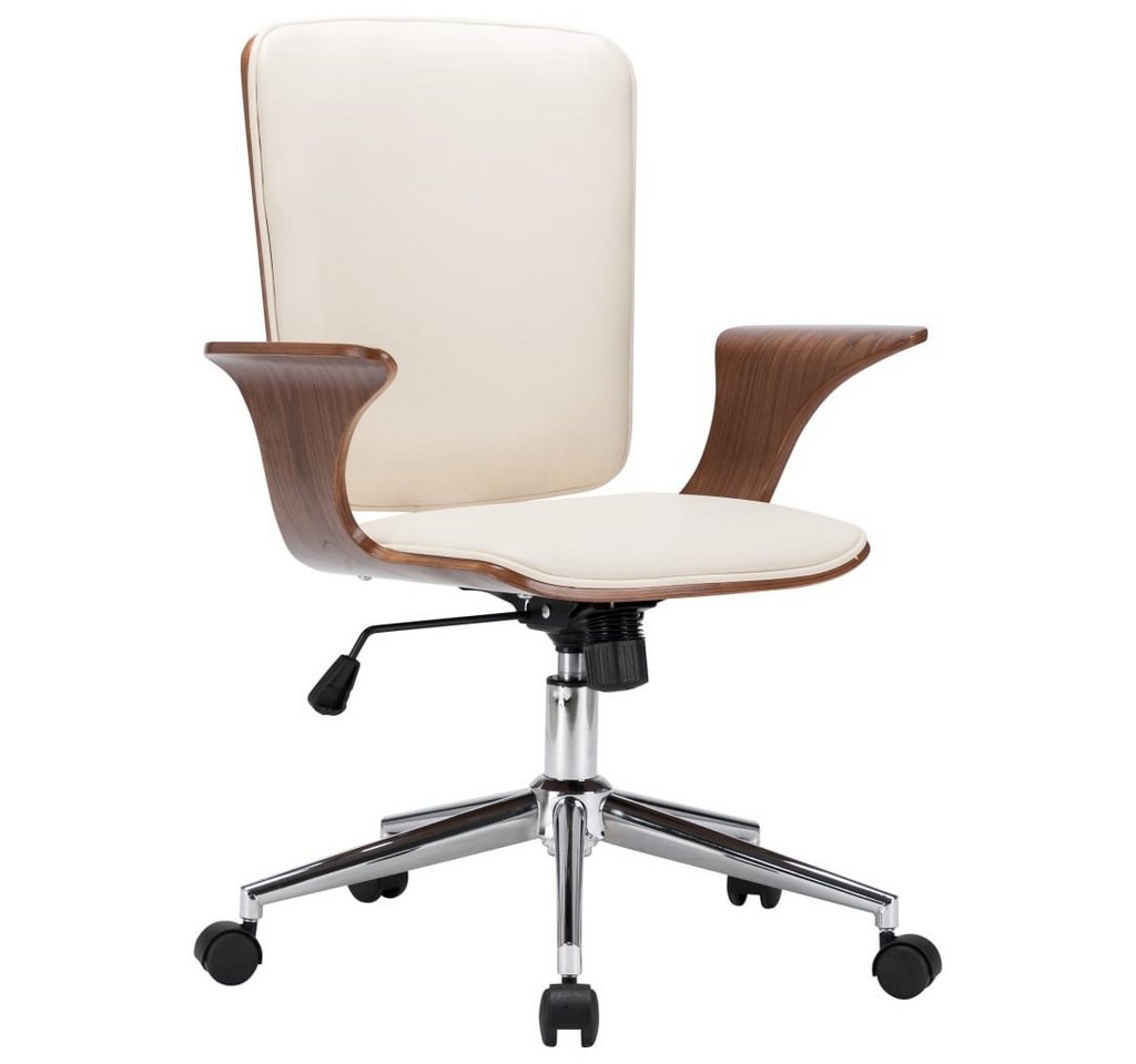 furnicato Bürostuhl Drehbarer Creme Kunstleder und Bugholz (1 St) von furnicato