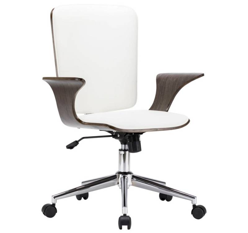 furnicato Bürostuhl Drehbarer Weiß Kunstleder und Bugholz (1 St) von furnicato