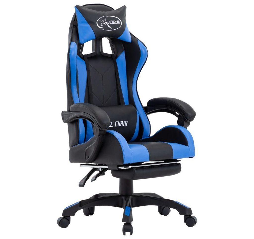 furnicato Bürostuhl Gaming-Stuhl mit Fußstütze Blau und Schwarz Kunstleder (1 St) von furnicato