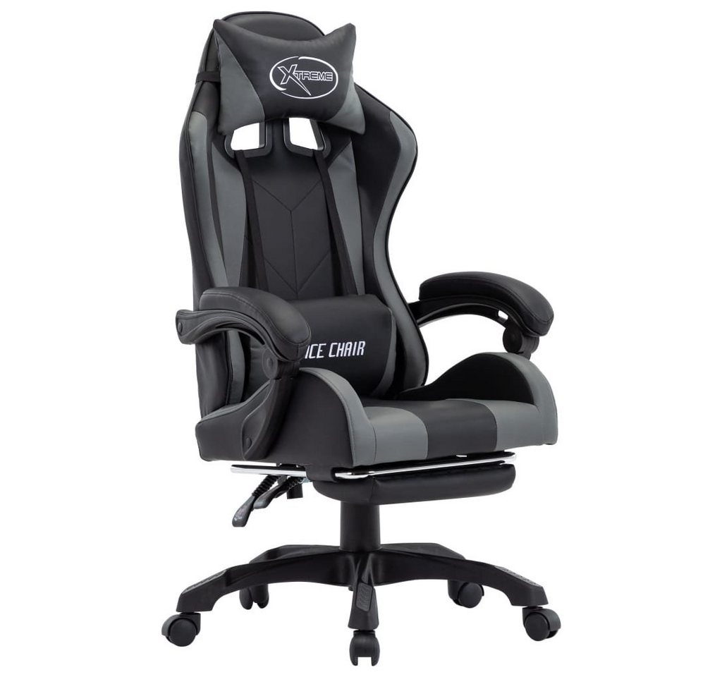 furnicato Bürostuhl Gaming-Stuhl mit Fußstütze Grau und Schwarz Kunstleder (1 St) von furnicato