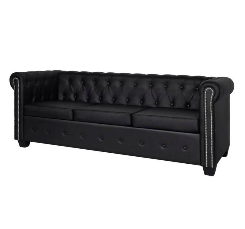 furnicato Chesterfield-Sofa Chesterfield Sofa 3-Sitzer Kunstleder Schwarz von furnicato