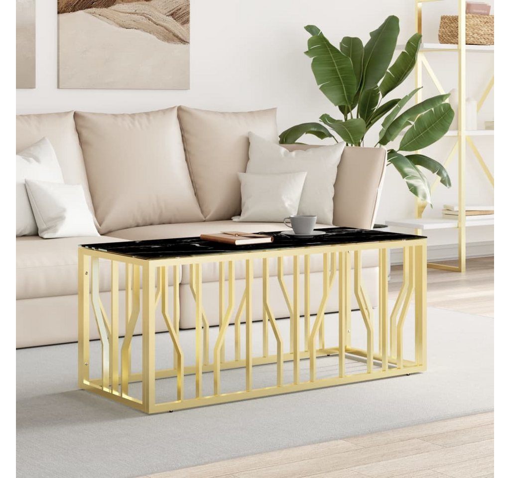 furnicato Couchtisch Golden 110x45x45 cm Edelstahl und Glas von furnicato