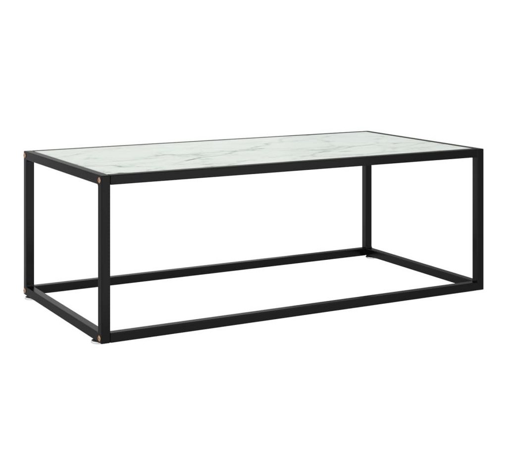 furnicato Couchtisch Schwarz mit Weißem Glas in Marmor-Optik 100x50x35 cm (1-St) von furnicato