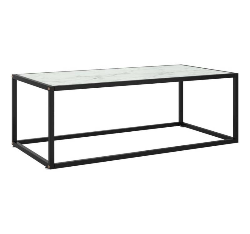 furnicato Couchtisch Schwarz mit Weißem Glas in Marmor-Optik 100x50x35 cm (1-St) von furnicato