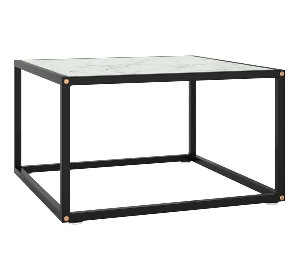 furnicato Couchtisch Schwarz mit Weißem Glas in Marmor-Optik 60x60x35 cm von furnicato