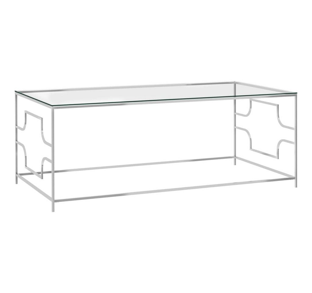 furnicato Couchtisch Silbern 120x60x45 cm Edelstahl und Glas von furnicato