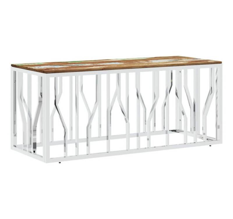 furnicato Couchtisch Silbern Edelstahl und Altholz Massiv (1-St) von furnicato