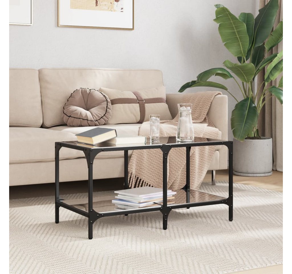 furnicato Couchtisch mit Glasplatte Schwarz 78,5x40x40 cm Stahl (1-St) von furnicato