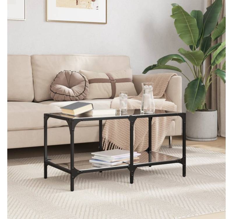 furnicato Couchtisch mit Glasplatte Schwarz 78,5x40x40 cm Stahl (1-St) von furnicato